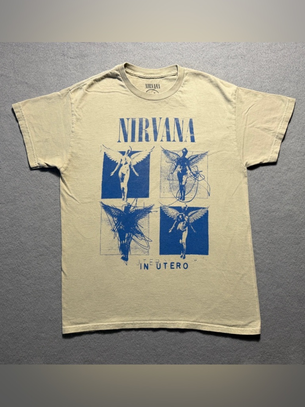 Nirvana In Utero T-Shirt Men’s Medium Yellow Band Graphic Grunge Rock Tee
